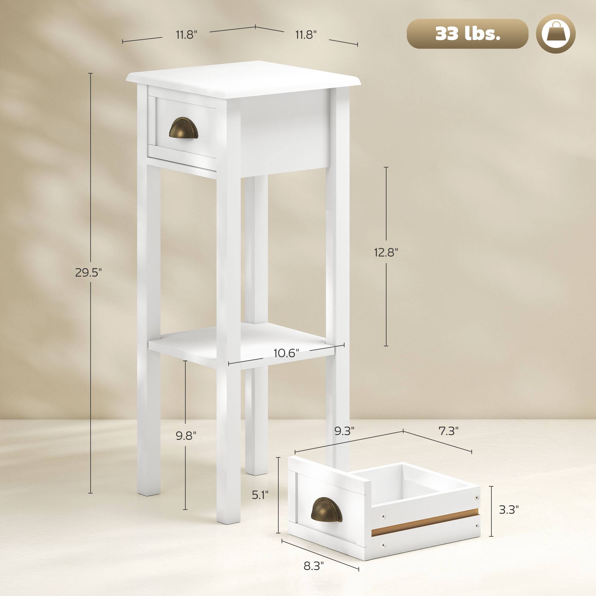 11.8" x 11.8"  
33 lbs.  
29.5"  
12.8"  
10.6"  
9.8"  
9.3"  
7.3"  
5.1"  
3.3"  
8.3"