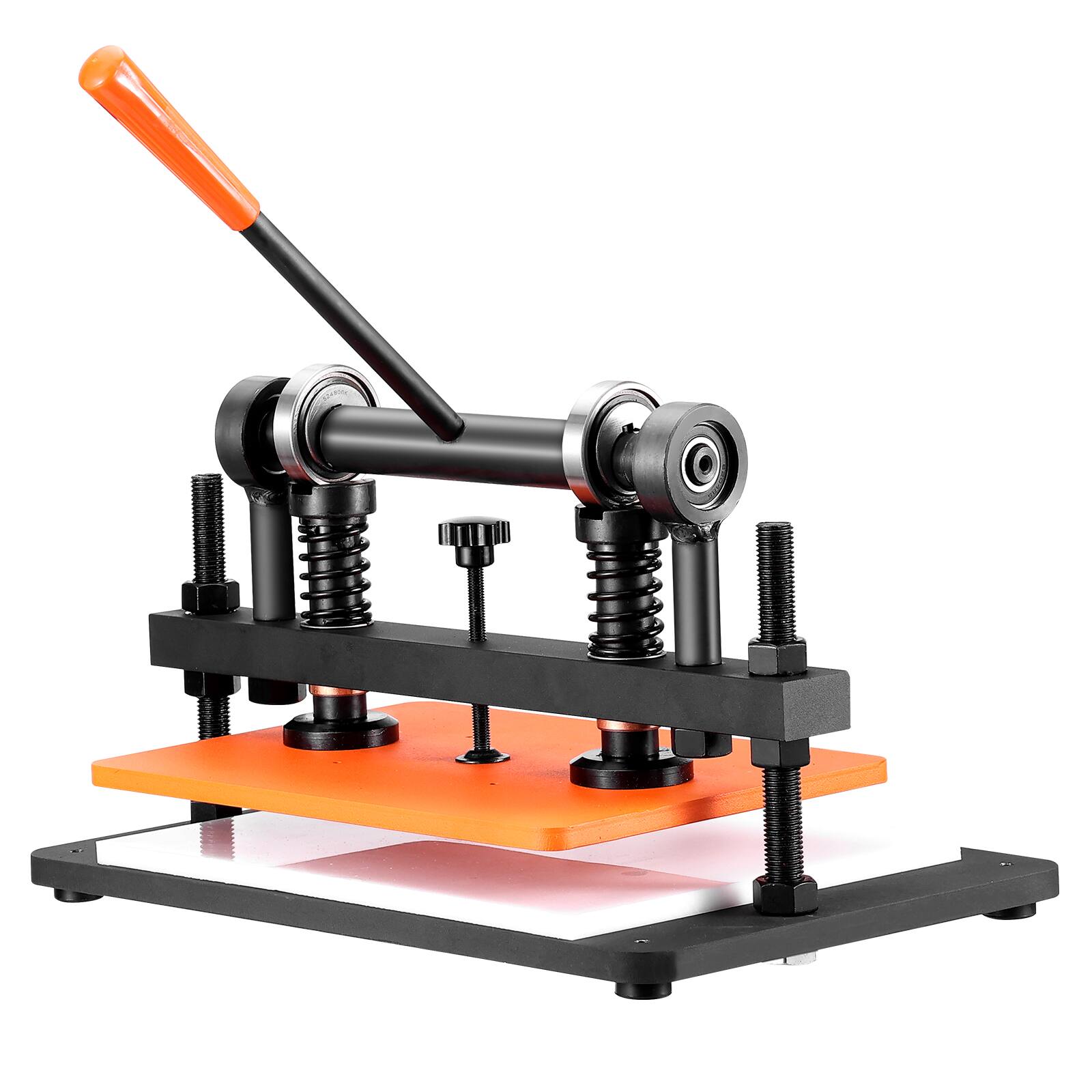 Alt View 5. VEVOR - Leather Cutting Machine, 14.2 x 10.2 in Embossing Plate Manual Die Cutter, 0.47 in Pressure Stroke Dual Guide Shafts - Orange;Black.