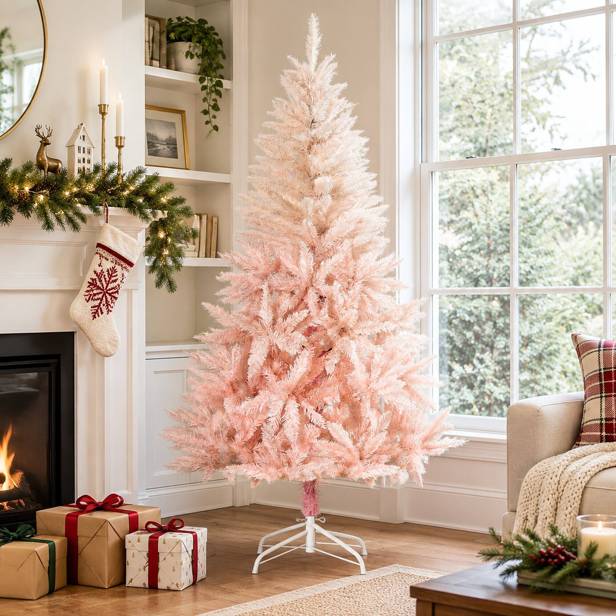 RYHNUYNE 7 Ft Unlit Spruce Artificial Christmas Tree With 1000 Tips ...