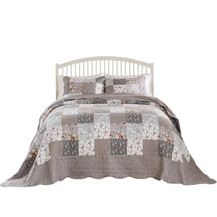 Front. Barefoot Bungalow - Barefoot Bungalow Giulia Luxurious Modern Design 3 Pieces Bedspread Set Queen Multicolor - Multicolor.