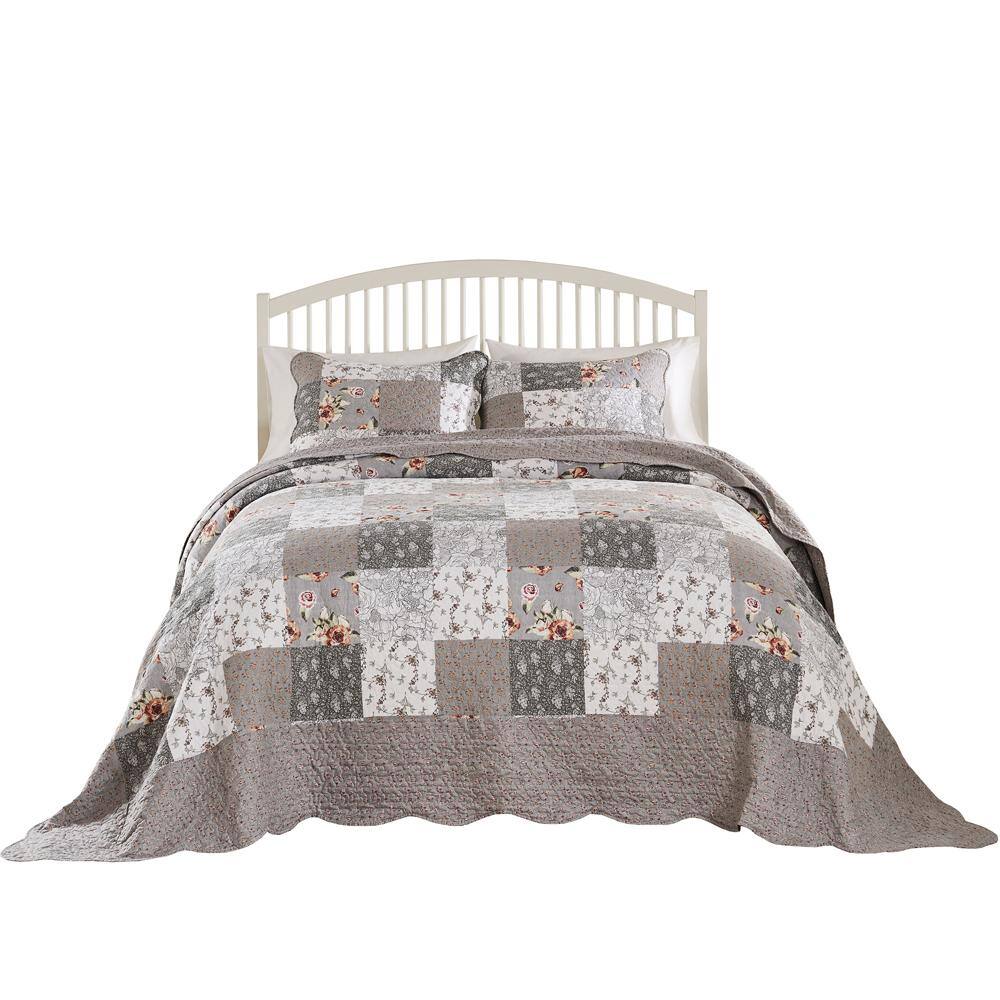 Front. Barefoot Bungalow - Barefoot Bungalow Giulia Luxurious Modern Design 3 Pieces Bedspread Set Queen Multicolor - Multicolor.