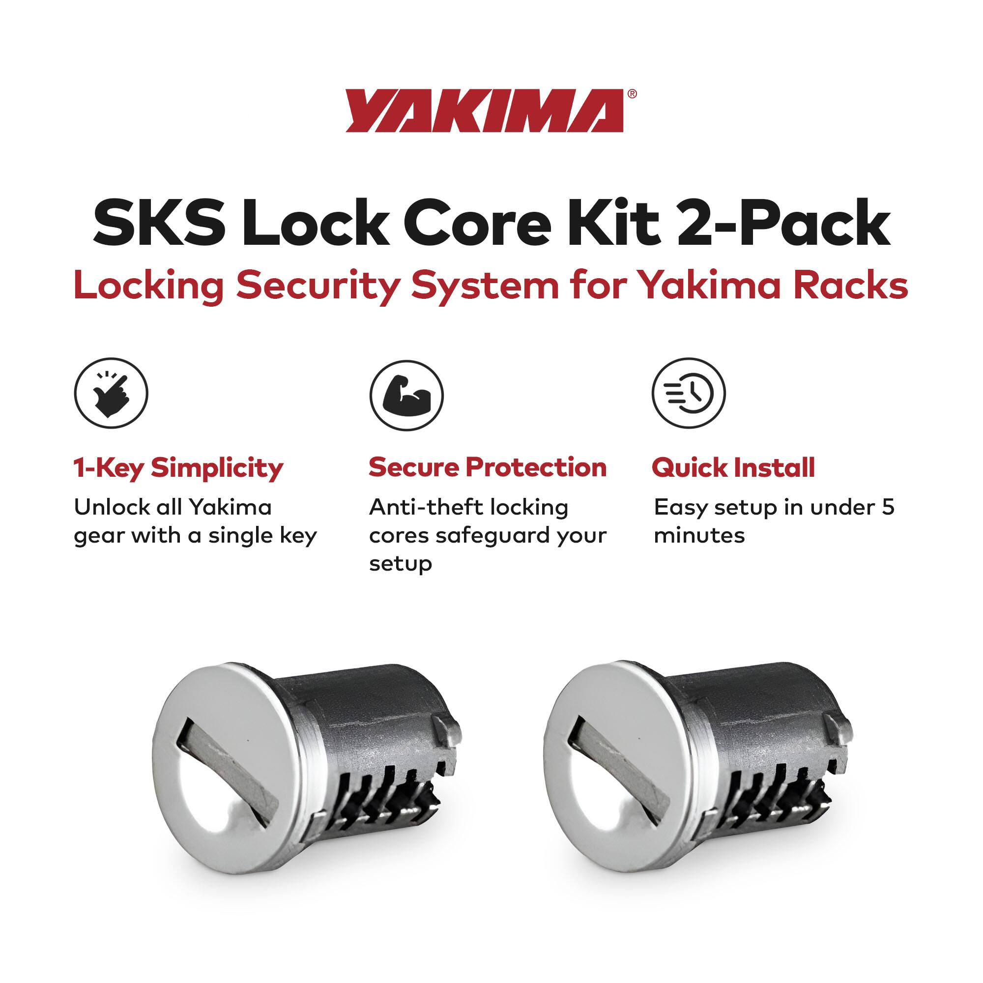 YAKIMA SKS Lock Core Kit 2-Pack Locking Security System for Yakima Racks

1-Key Simplicity
Unlock all Yakima gear with a single key

Secure Protection
Anti-theft locking cores safeguard your setup

Quick Install
Easy setup in under 5 minutes