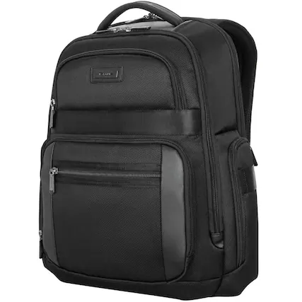 Front. Targus - Targus Mobile Elite TBB617GL Carrying Case (Backpack) for 15" to 16" Notebook - Black - TAA Compliant - Water Resistant - Black.