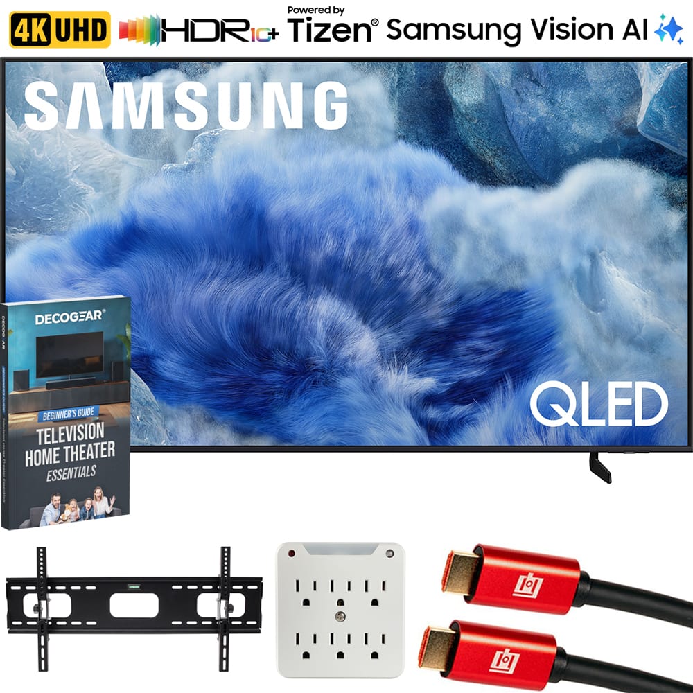 Samsung - 55" Q8F Class QLED 4K Vision AI Smart TV (2025) Bundle w/ Wall Mount Kit w/ HDMI Cable + 6-Outlet Surge Adapter
