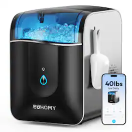 Euhomy - Smart Countertop Nugget Ice Maker - 40lbs/24H, Smart APP Control, Auto Clean & 24H Timer for Home/Office/Bar - Black