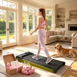 Mother's Day Gift - Redliro Walking Pad Treadmill with Incline, Portable Under Desk Treadmill for Home Office - Black