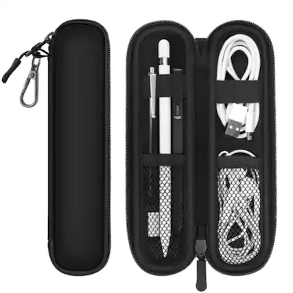 Front. Stock Preferred - Pen Holder Case for Apple Pencil Pro/Apple Pencil 1st / 2nd Zipper Carrying Bag Black - Black.