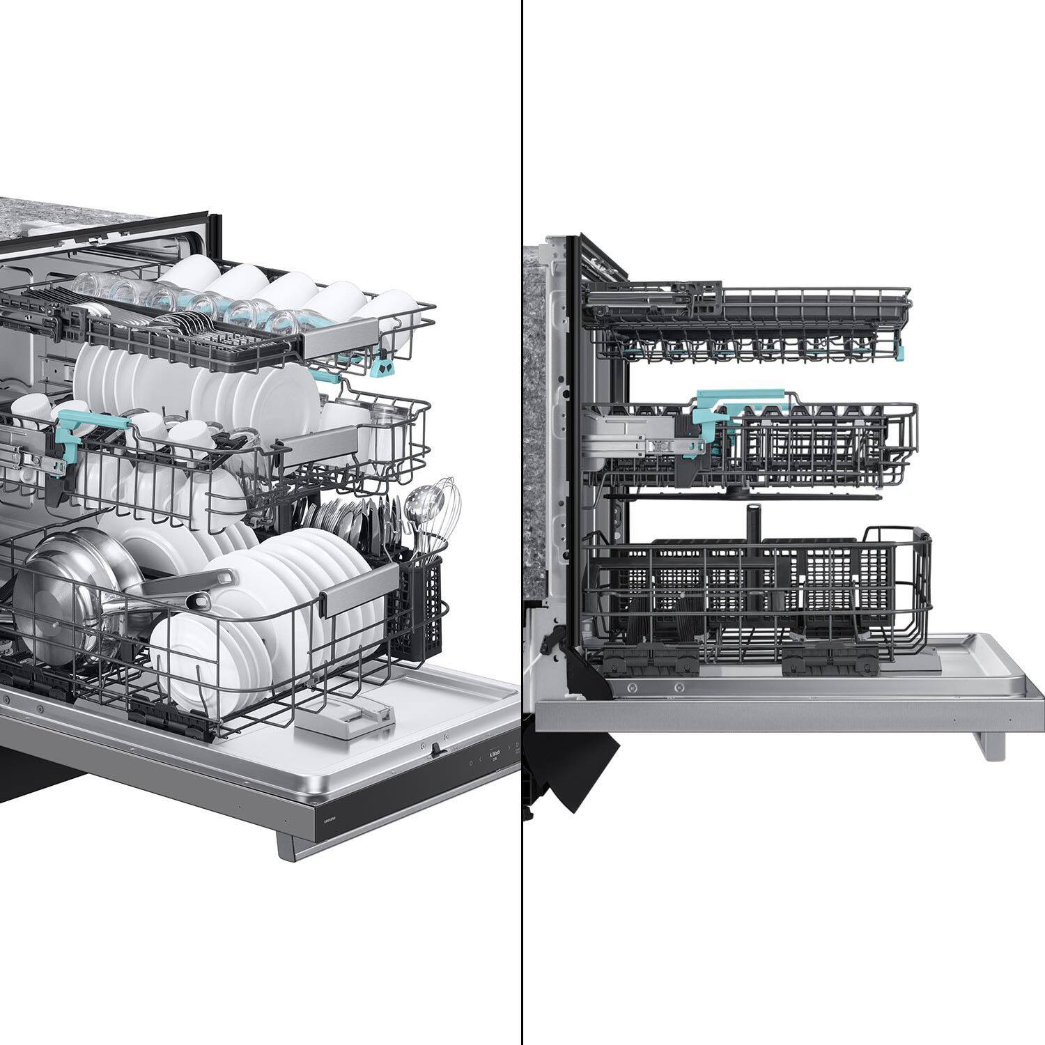 Alt View 19. Samsung - 38 dBA Bespoke AI Dishwasher with 3rd Rack Washing System - Stainless Steel.
