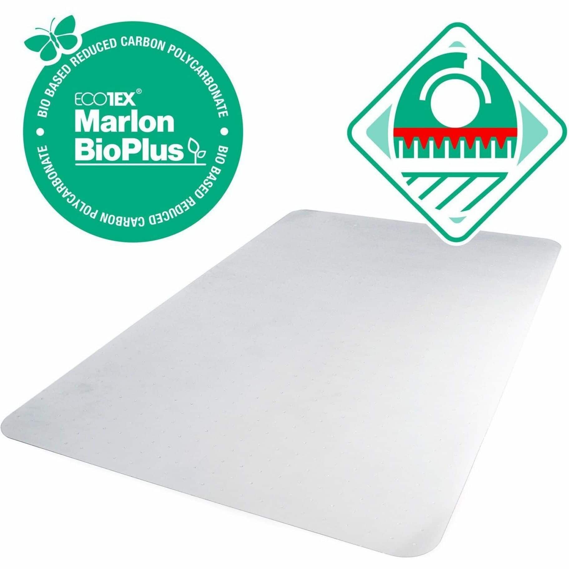Floortex - BioPlus Eco Friendly Carbon Neutral Chair Mat for Low / Medium Pile Carpets up to 1/2" thick - 35" x 47" - Clear