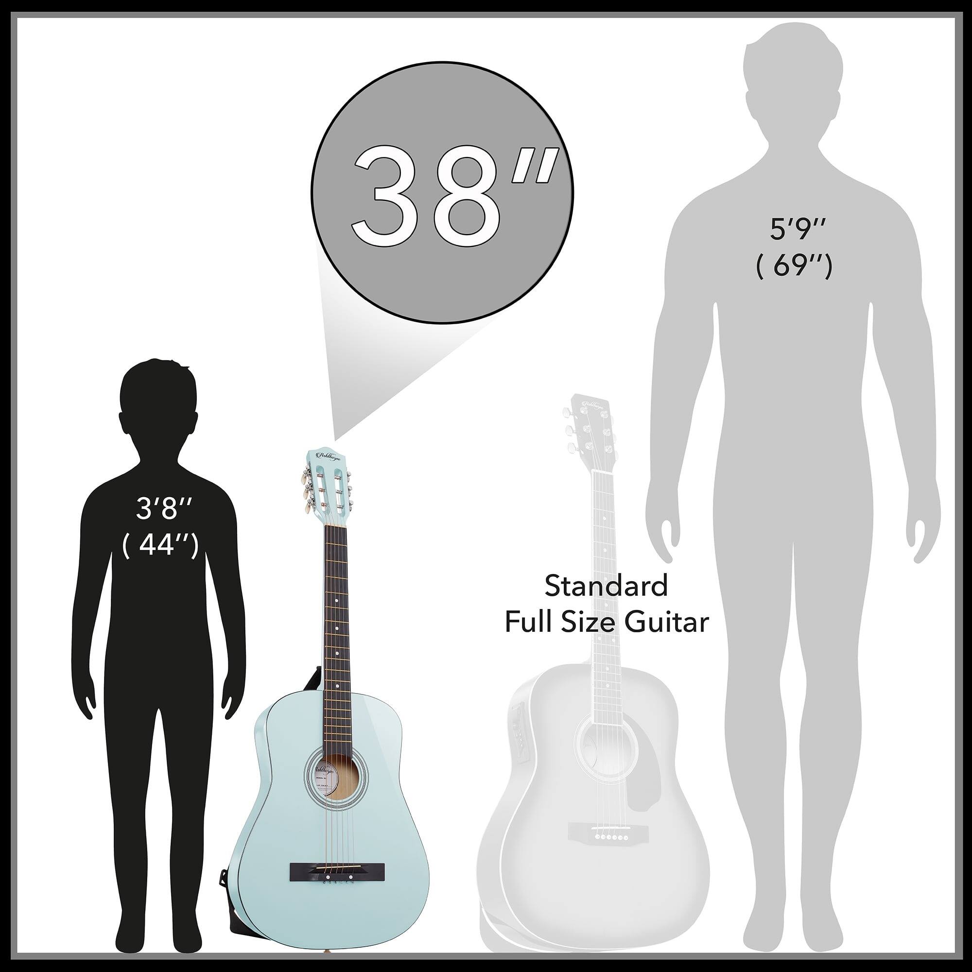 38"  
3'8" (44")  
Standard Full Size Guitar  
5'9" (69")
