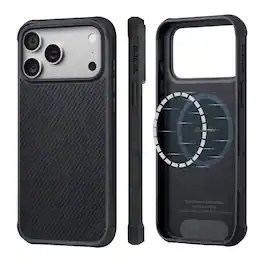Pitaka - iPhone 17 Pro Case 6.3", Military Grade Protective Case, MagSafe Case, Aramid Fiber Woven & TPU Combined, ProGuard - Black/Grey (Twill)