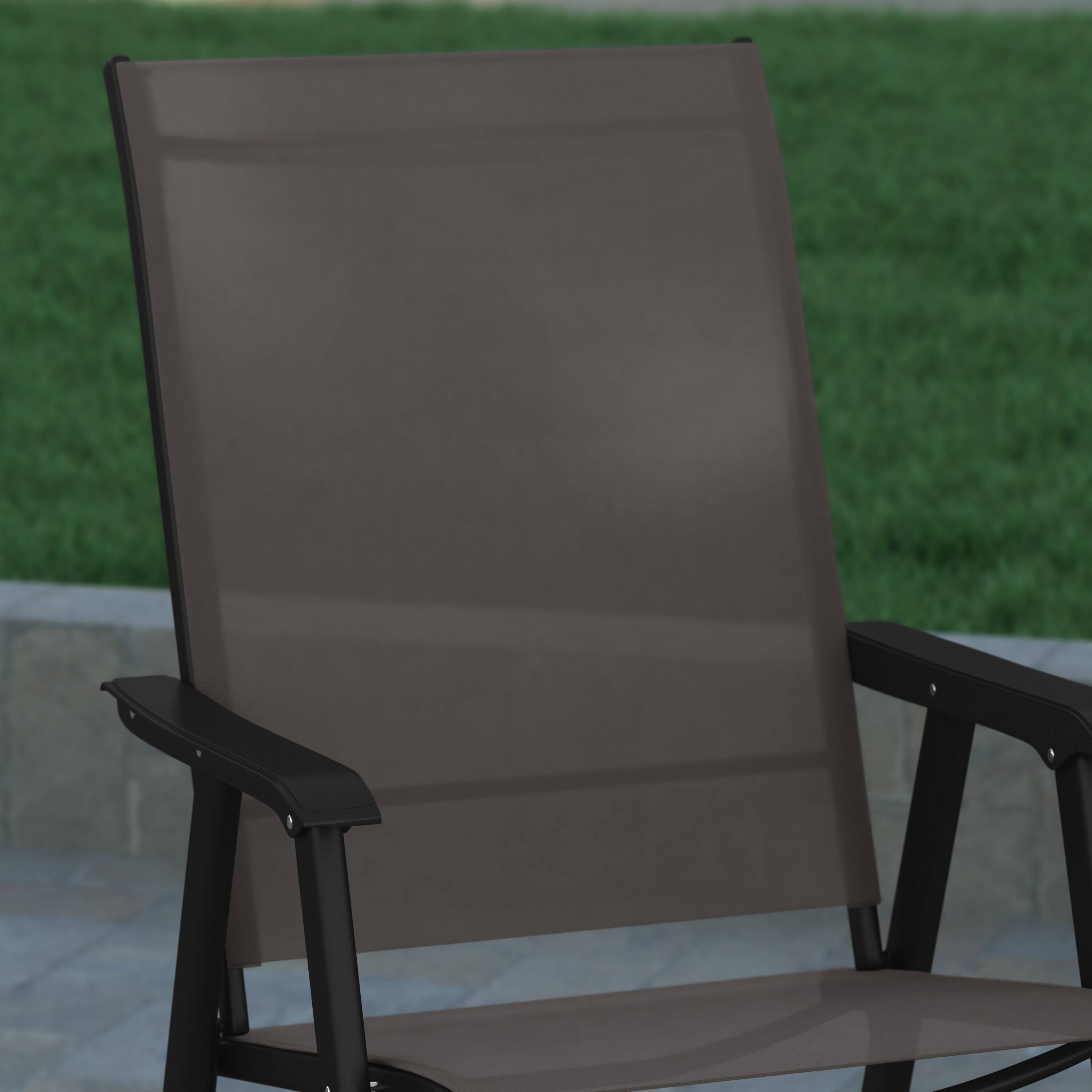 Alt View 5. Emma + Oliver - Outdoor Folding Patio Sling Chair / Portable Chair (2 Pack) - Brown.