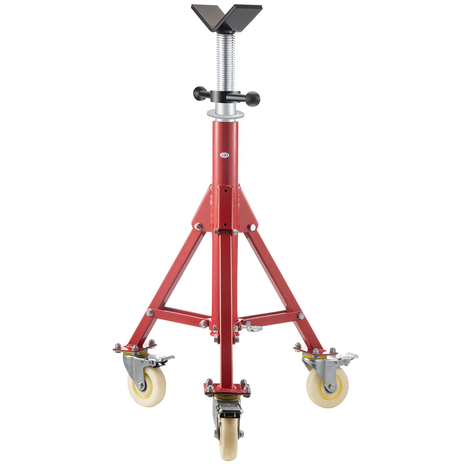 Alt View 5. VEVOR - Pipe Stand, V Head Pipe Stand Adjustable Height 28-52 Inch, 2500LBS Pipe Stands with Casters, Folding Portable Pipe - Red.