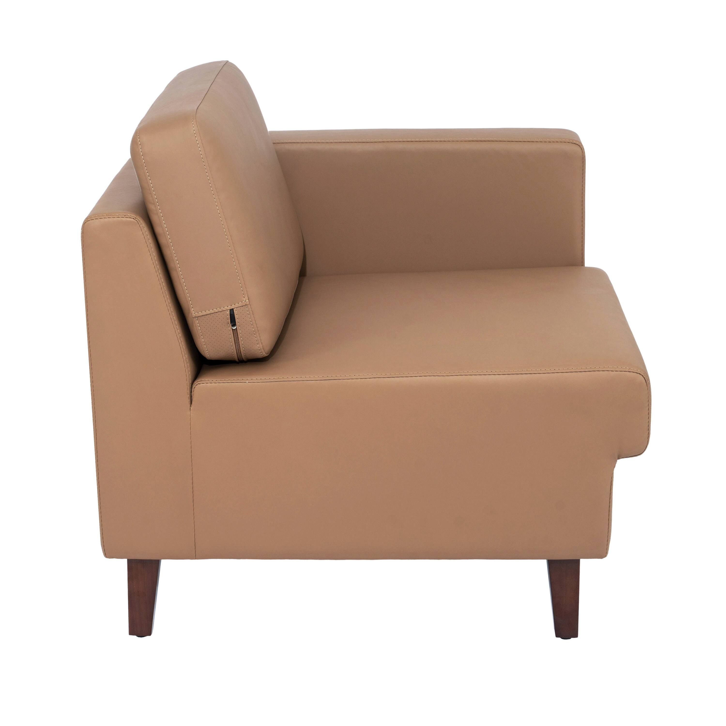Left. Flash Furniture - HERCULES Artemis Cognac LeatherSoft Right Arm Reception Chair, 2 AC Outlets/1 USB/1 USB-C Ports and Wooden Walnut Legs w - Brown.