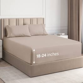 CGK Linens - Extra Deep Pocket 4 Piece Sheet Set - Soft Bed Sheets, Fits 18"-24" Mattresses - King - Wheat