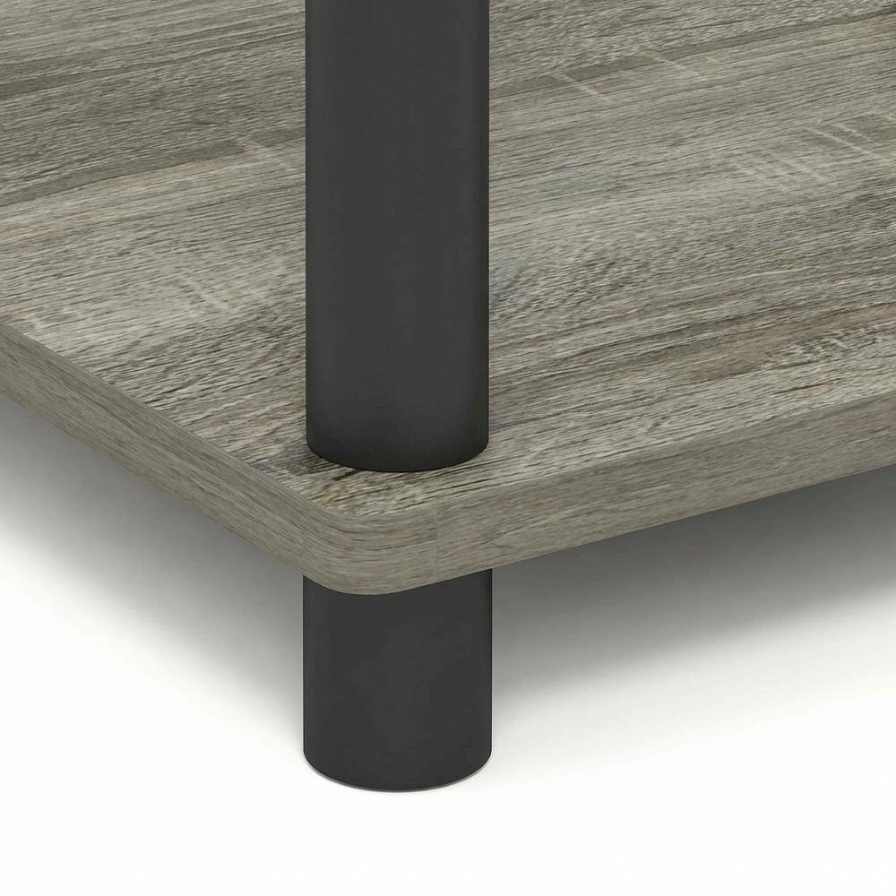 Alt View 2. FurniFact - Grey Oak 3-Tier Side & Bedside Table with Modern Design - Grey Oak/Black.