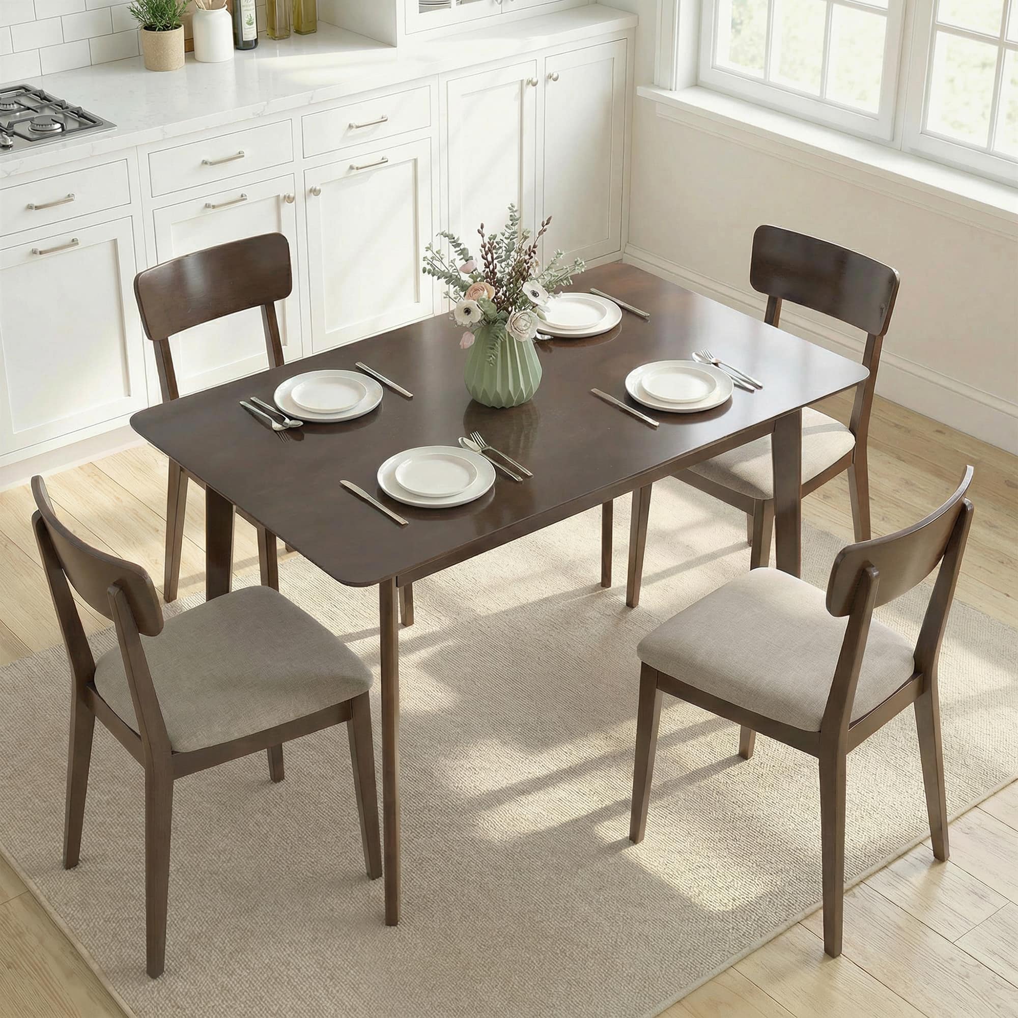 Homcom - Rectangle Dining Table for 4 - Dark Mahogany