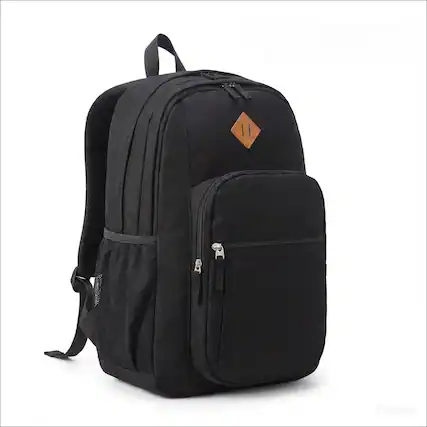 Front. ZUQIETA - ZUQIETA Classical Basic Travel Backpack For School Water Resistant Bookbag - Black.