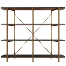 Boyel Living - 62.99 in. Tall Metal 4-Layer Vertical Stainless Steel Silver Storage Rack Bookshelf Bookcase - Brown+Gold