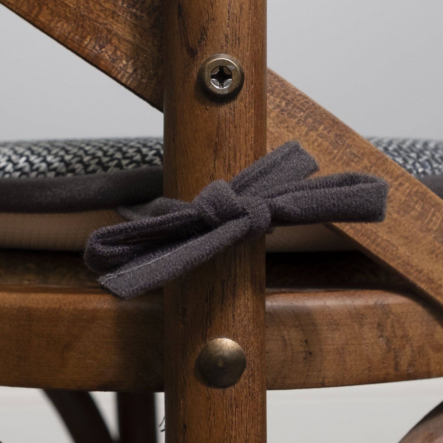 Left. Sweet Home Collection - Cameron Memory Foam No Slip Back 16" x 16" Chair Pad Cushion with Ties, 6-Pack - Black/Gray.