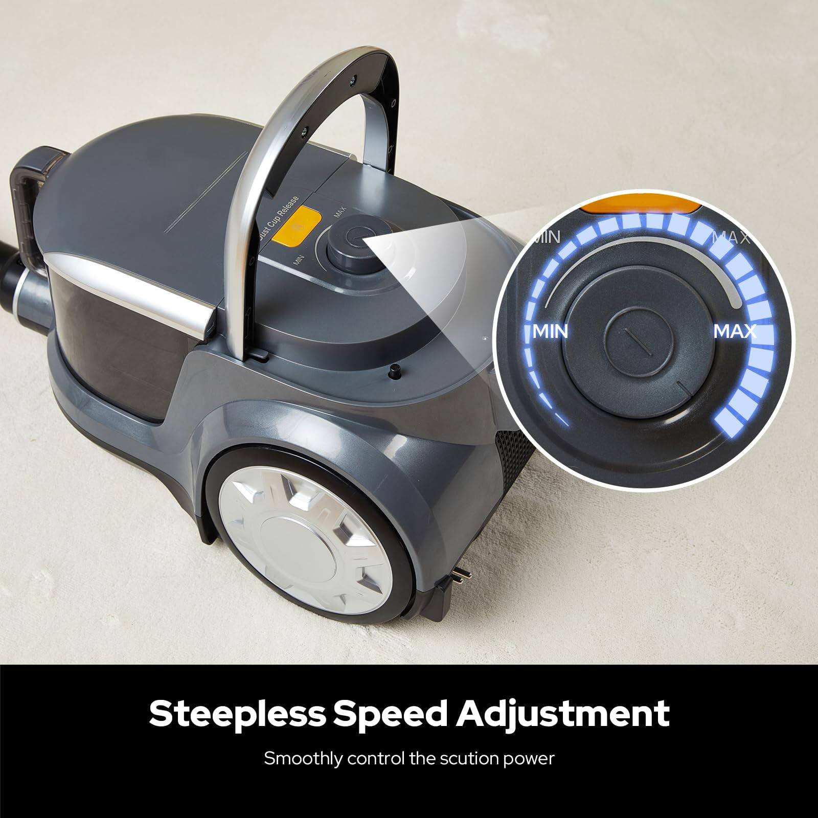 Steepleless Speed Adjustment  
Smoothly control the suction power