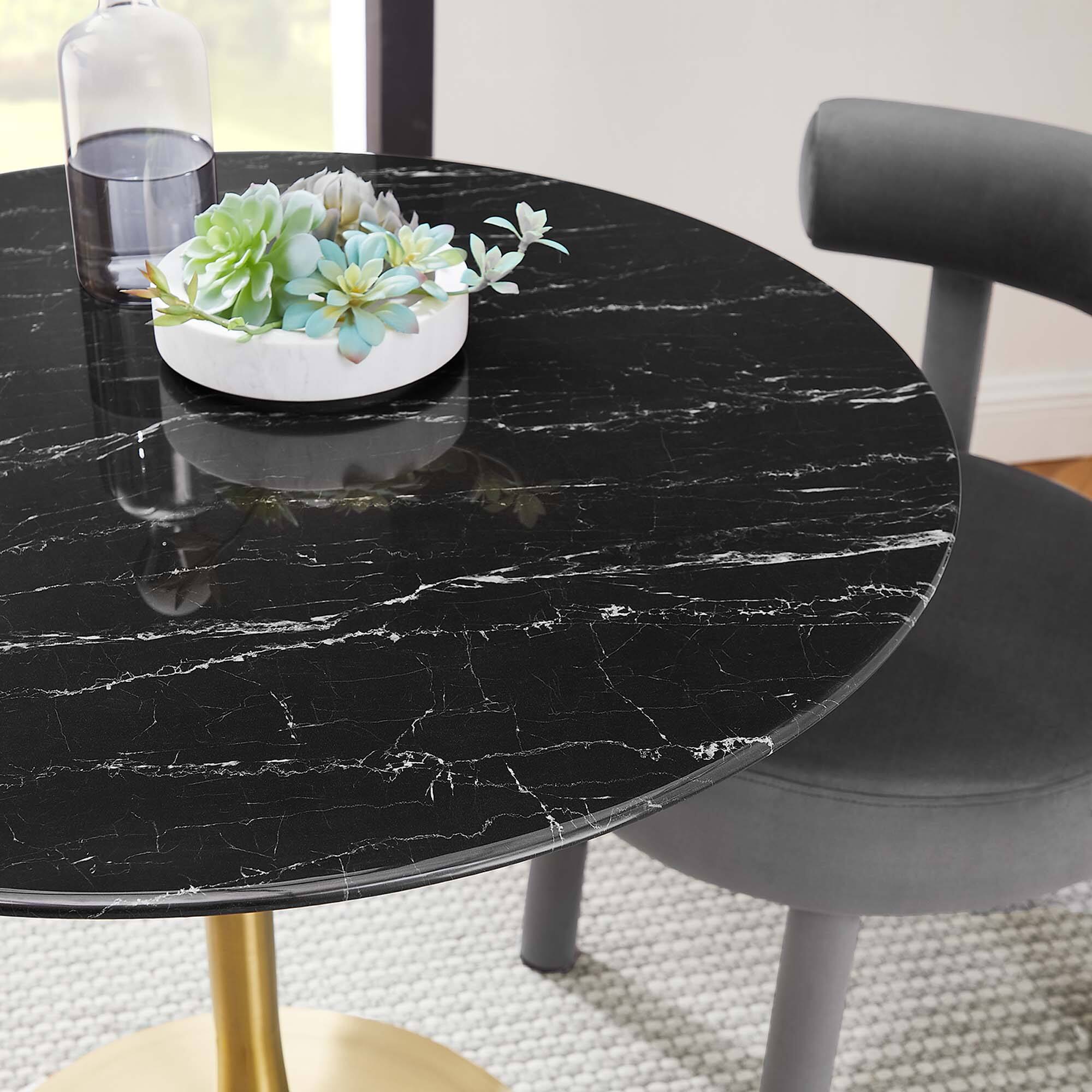 Alt View 1. Modway - Lippa Round 36" Dining Table - Gold Black.