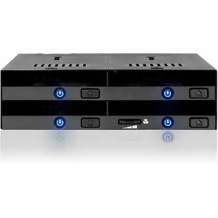 Front. Icy Dock - Icy Dock FlexiDOCK MB014SP-B R1 Drive Enclosure for 5.25" SATA/600, 12Gb/s SAS - SATA Host Interface - Black - Hot.