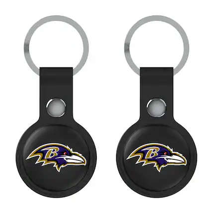 Front. Keyscaper - Black Baltimore Ravens Two-Pack AirTag Holders - No Size - Black.