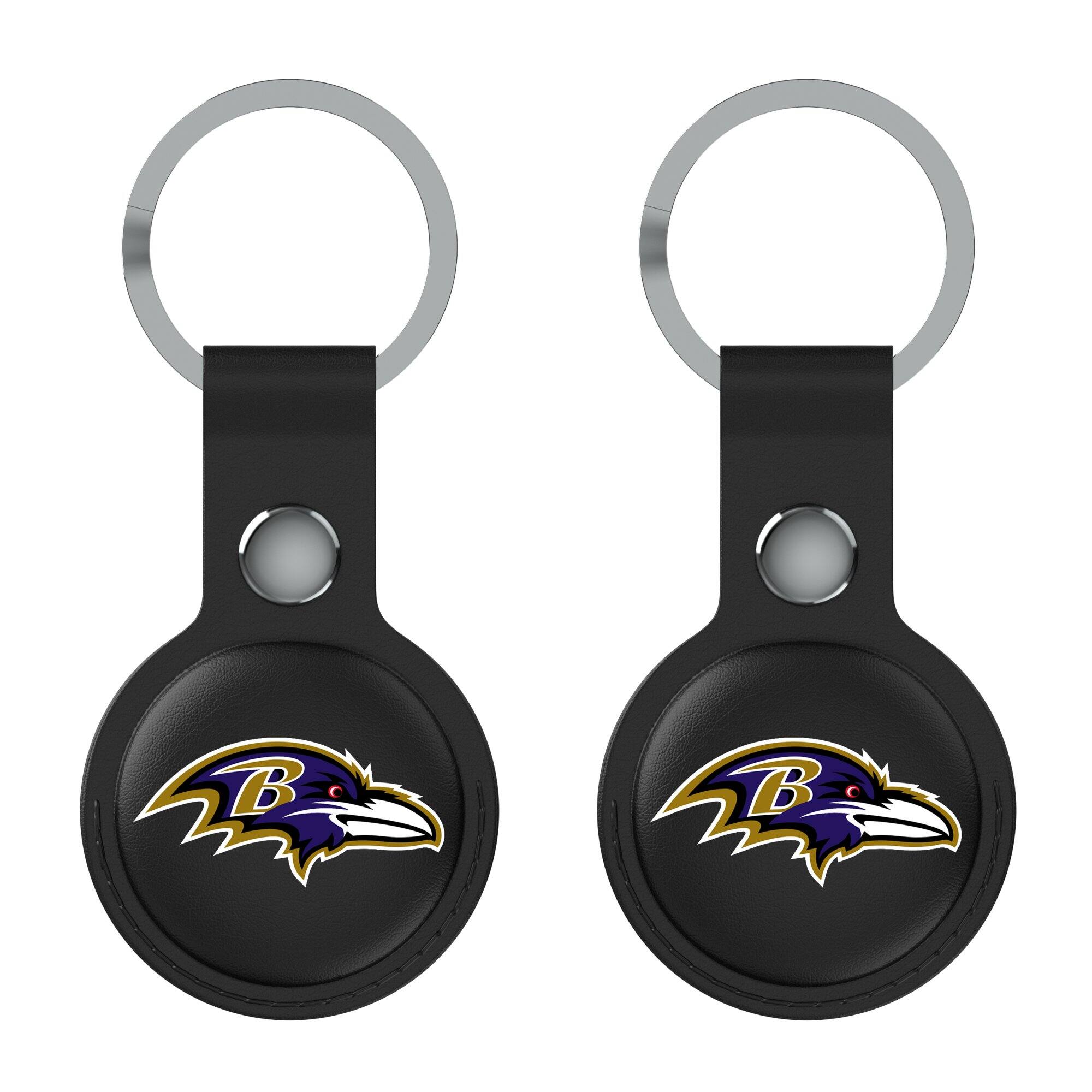 Front. Keyscaper - Black Baltimore Ravens Two-Pack AirTag Holders - No Size - Black.