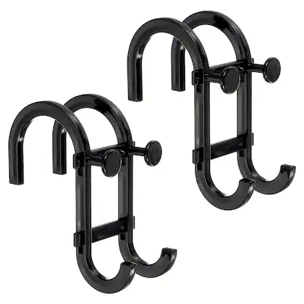 Front. Unique Bargains - Shower Door Hook, 2pcs S Hooks Hanging Multi-Purpose No-Drilling Razors Hanger for Bathroom/Kitchen Clothes Towel Org - Black.