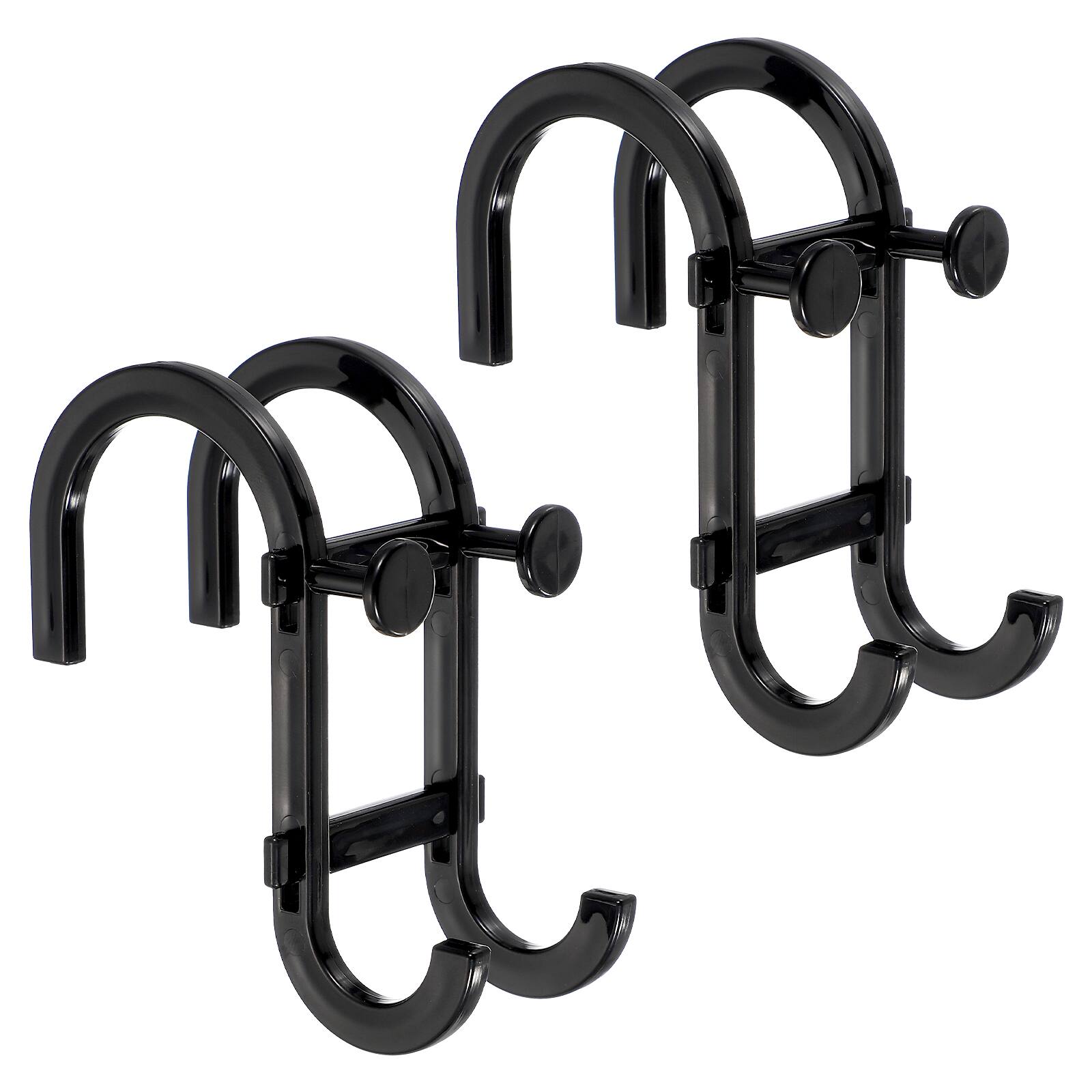 Front. Unique Bargains - Shower Door Hook, 2pcs S Hooks Hanging Multi-Purpose No-Drilling Razors Hanger for Bathroom/Kitchen Clothes Towel Org - Black.