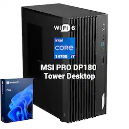 MSI - Upgraded - PRO DP180 Tower Desktop - Intel Core i7-14700K - 32GB RAM 1TB SSD - Windows 11 Pro - Black
