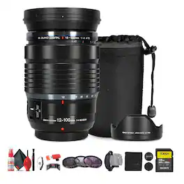 OM System - M.Zuiko Digital ED 12-100mm f/4 IS PRO Lens Bundle - Black