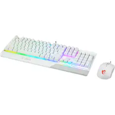 Front. MSI - MSI Vigor GK30 White Gaming Keyboard - USB Plunger Cable Keyboard - White - USB Cable Mouse - Optical - 5000 dpi - White.