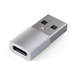 Satechi - USB-A to USB-C Adapter - High-Speed Data Transfer & Power Delivery Charging, Designed for CarPlay - Silver