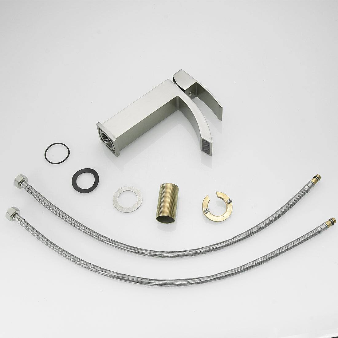 Alt View 2. Boyel Living - Single Hole Single Handle Bathroom Faucet Brushed Nickel with Supply Lines Brass Durable Modern Easy Install - Brushed Nickel.