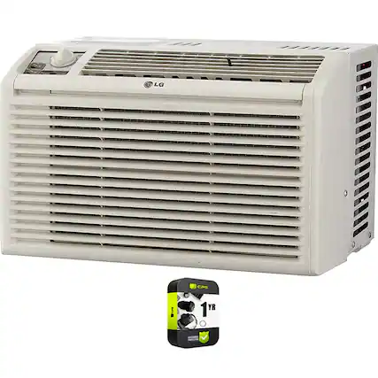 Front. LG - LG 5,000 BTU 115-Volt Window Air Conditioner LW5016 in White.