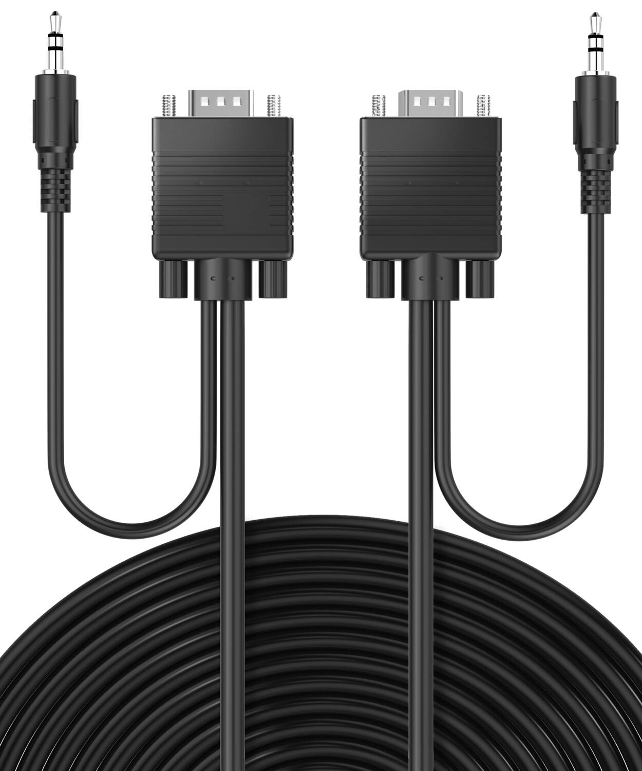 Angle. Fosmon - (50 FT) VGA/SVGA/UXGA Monitor Cable with 3.5mm Audio Jack (Male to Male) - Support High Video Resolution - Black.