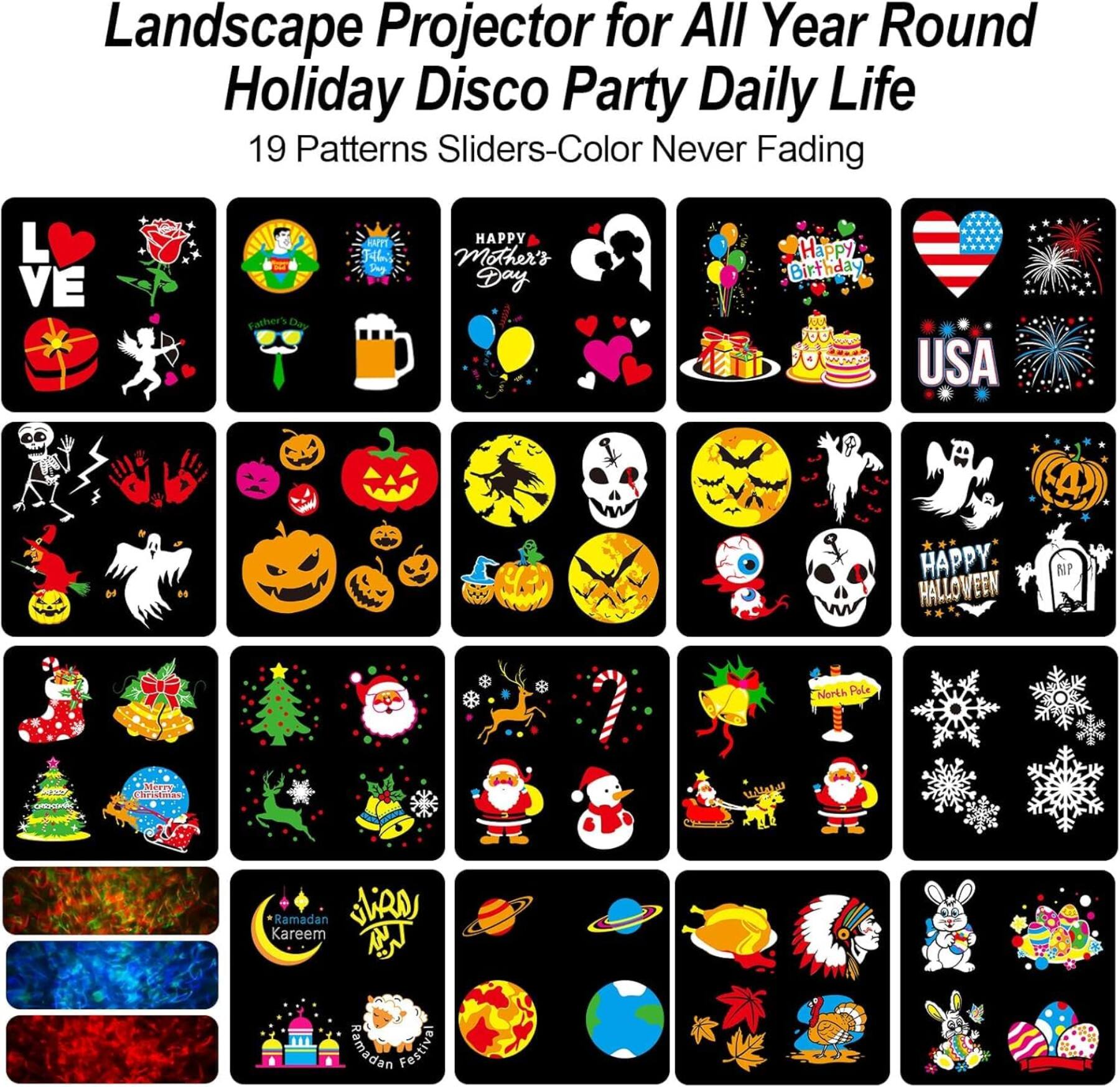 Dazzed Corner Halloween Projector Lights, 4 Holiday Themes & Ocean Wave ...