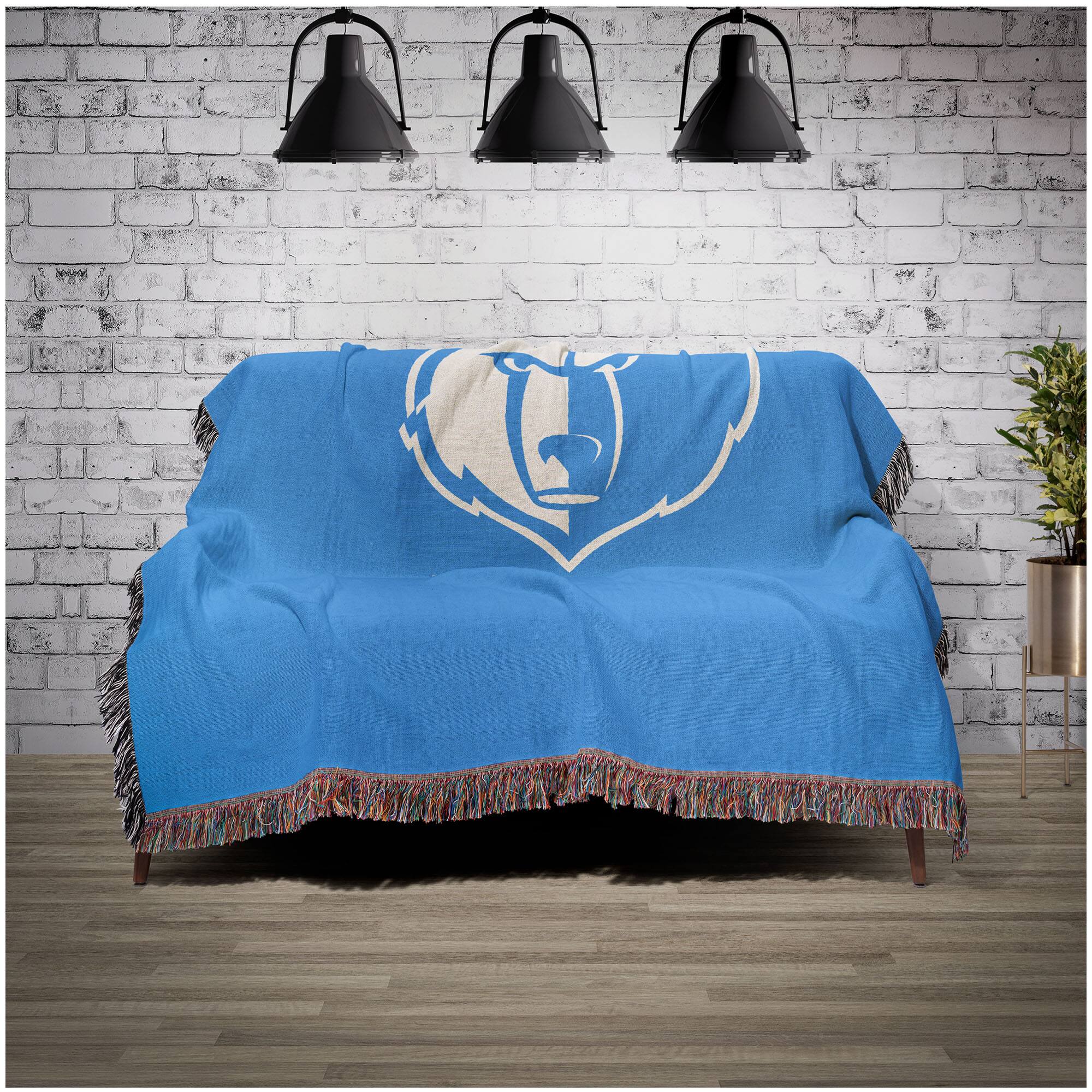 Alt View 1. Chad & Jake - Memphis Grizzlies Woven Blanket - Blue.