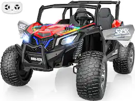 ANPABO - 24V 2 Seater XXXL Ride on Toys for Big Kids 3-14, 15" EVA Tires, Remote Control, Rainbow Lights, Shock Absorbers - Red