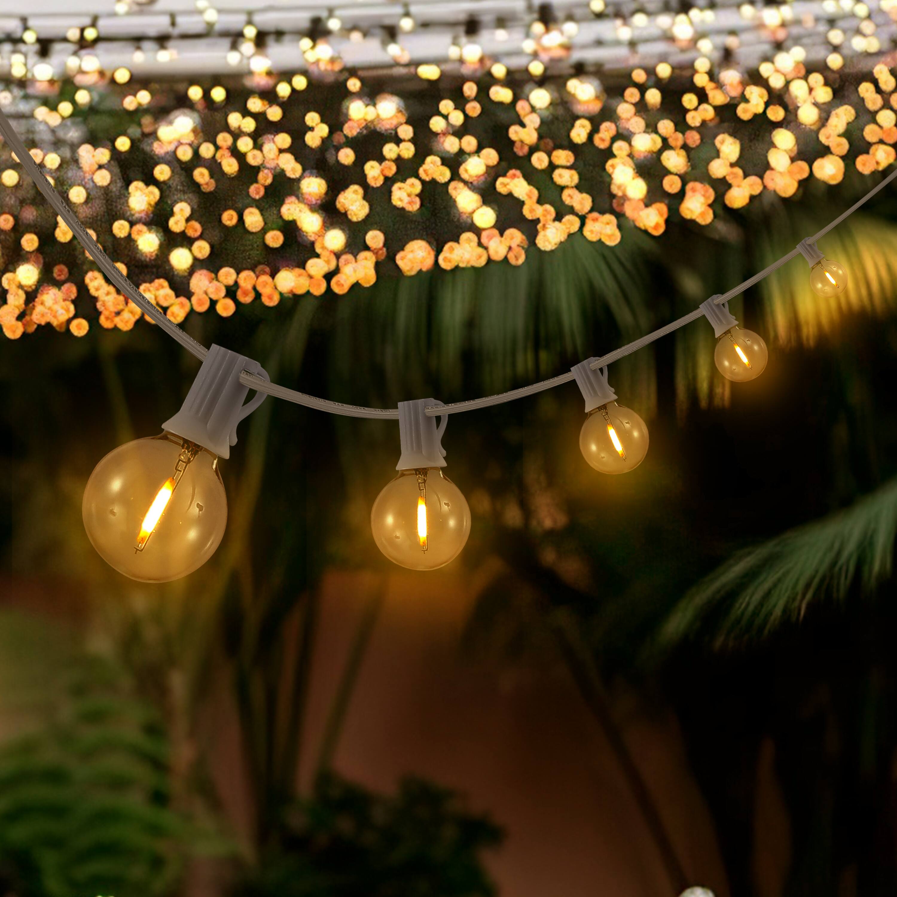 Alt View 1. Jonathan Y - 25-Light Indoor/Outdoor 25 ft. Contemporary Rustic LED G40 Bistro Globe Bulb String Lights, White - White.