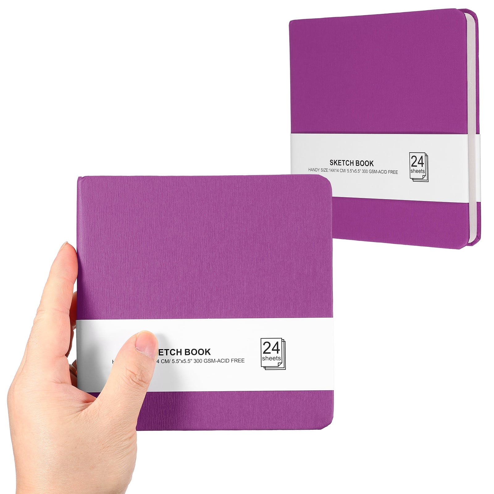 Unique Bargains - 2pcs 5.5x5.5 Inch Small Sketchbook, 24/48pg 300GSM Watercolor Paper Pad Square Tiny Pocket for Drawing Travel - Purple price history on PriceWatchPro