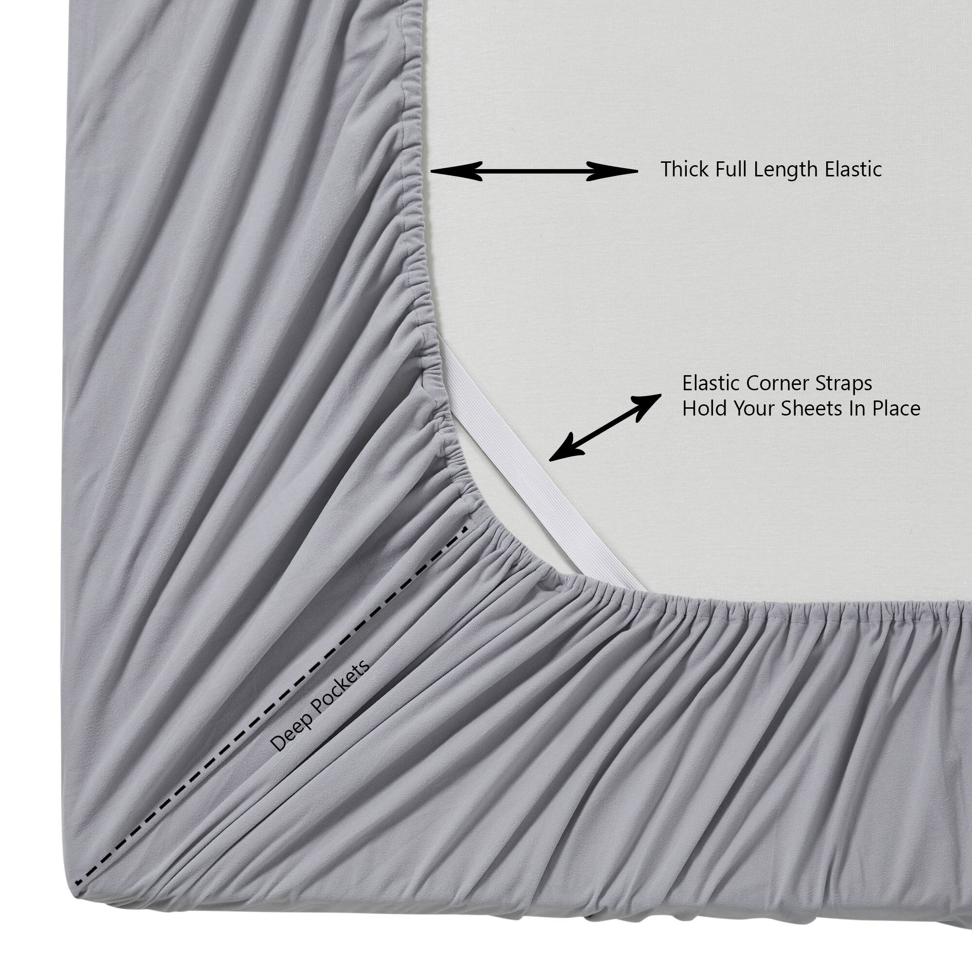 - Thick Full Length Elastic
- Elastic Corner Straps Hold Your Sheets In Place
- Deep Pockets