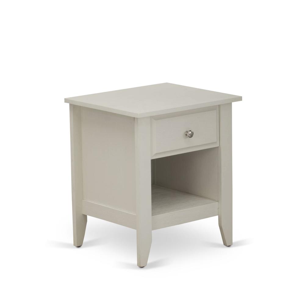Front. East West Furniture - East West Furniture GA-0C-ET Small Night Stand with 1 Mid Century Modern Drawer, Stable and Sturdy Constructed - Wire - Wire Brushed Butter Cream.