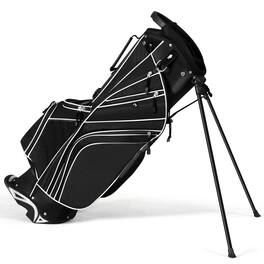 Gymax - Golf Stand Bag 6 Way Divider Golf Carry Bag w/ Straps & 7 Storage Pockets - Black