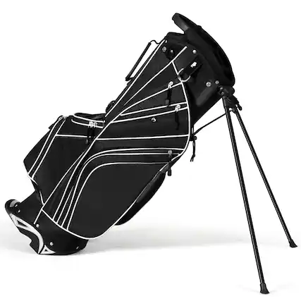 Front. Gymax - Gymax Golf Stand Bag 6 Way Divider Golf Carry Bag w/ Straps & 7 Storage Pockets Black - Black.