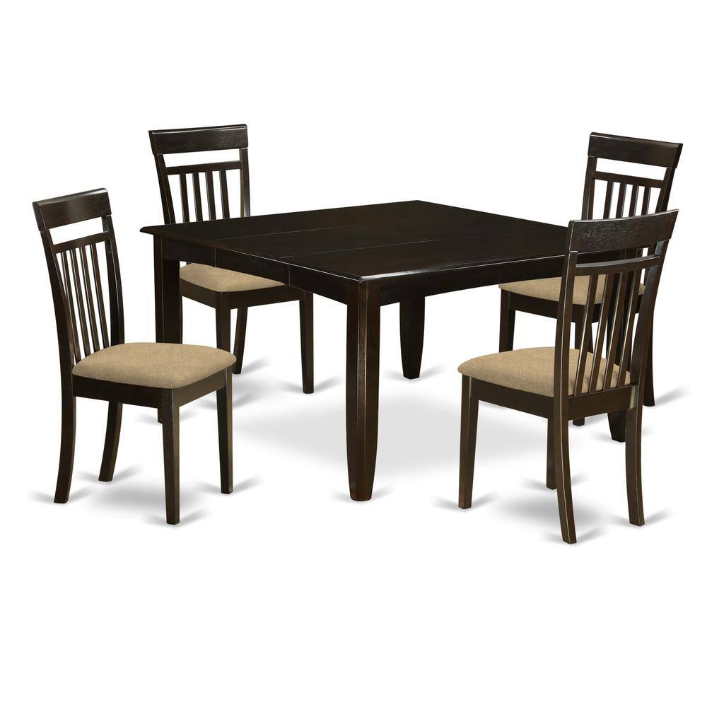 Back. East West Furniture - Dining Room Set Cappuccino - Brown.