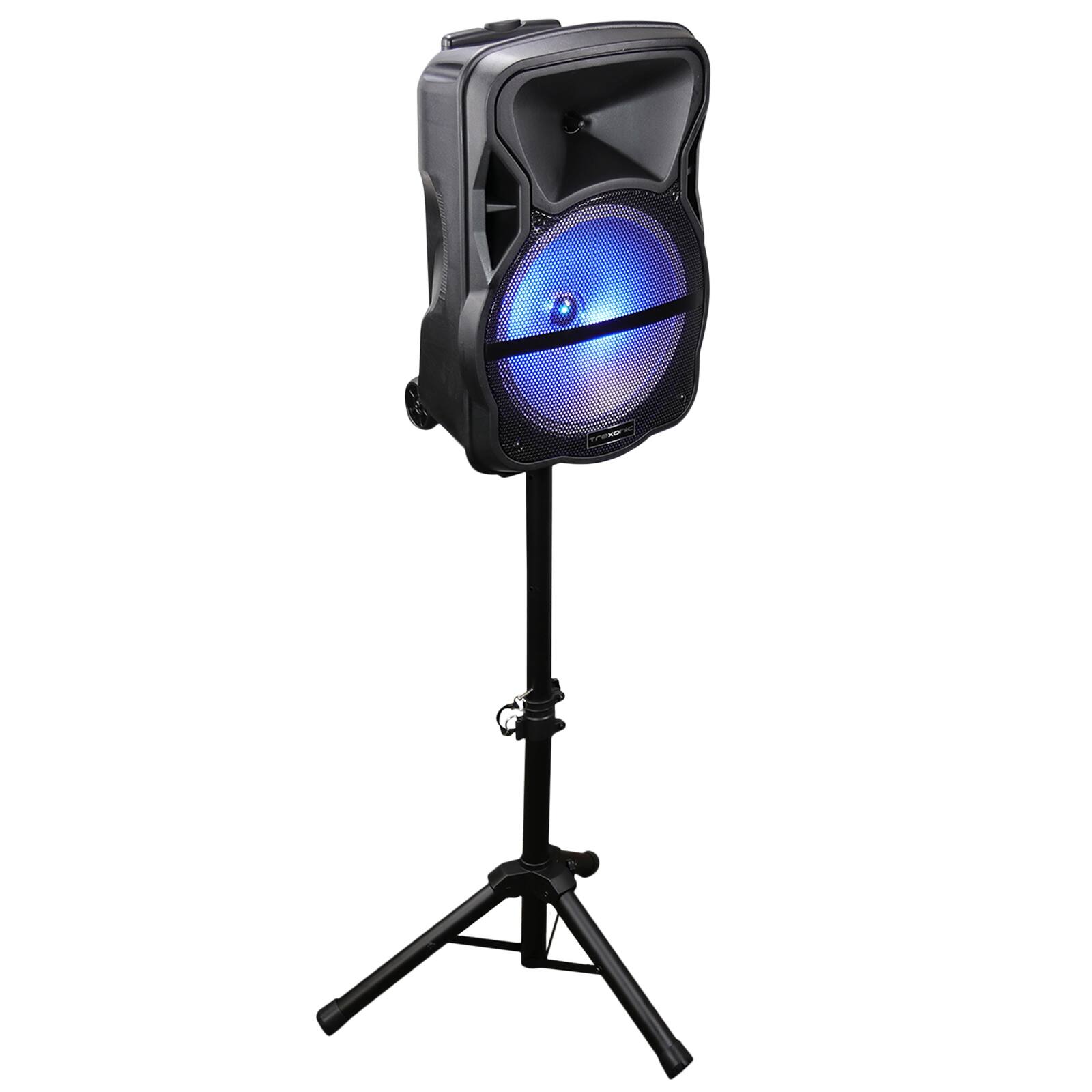 Alt View 7. Trexonic - Trexonic Combo 12" Bluetooth Portable Speaker and Tripod Stand with Reactive Lights, FM Radio and USB/TF Inputs - Black.