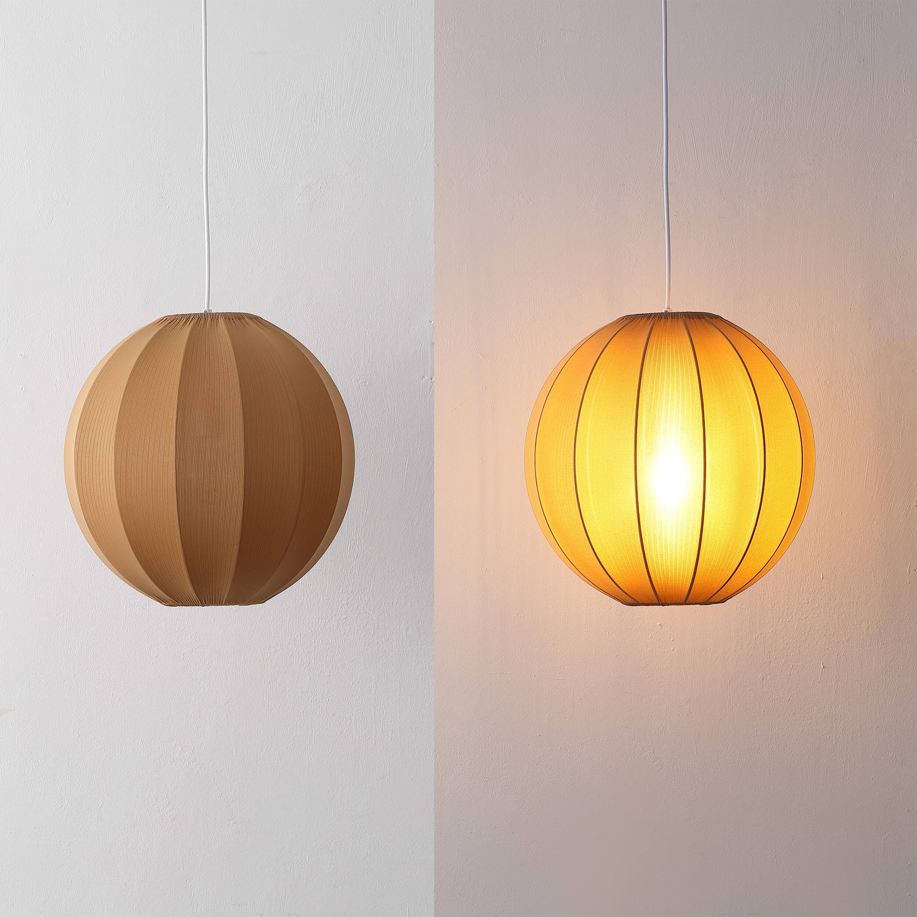 Alt View 3. Jonathan Y - Sia 16" 1-Light Scandinavian Japandi Adjustable Lantern Metal with Ribbed Cocoon Globe Shade LED Pendant, Tan - Tan.